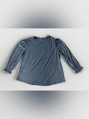 NWT Balloon Sleeve Smocked Cuff Blue Blouse Top Dolnine Cottagecore Basic 3XL